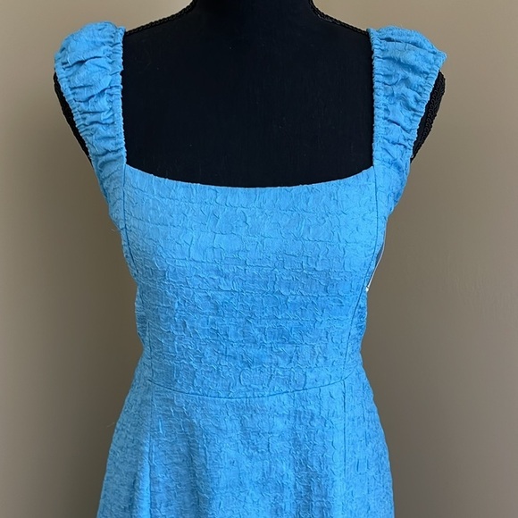 🆕 ASTR the Label Crinkle Maxi Dress Sleeveless Criss Cross Tie Back Lined Blue S - Picture 3 of 16